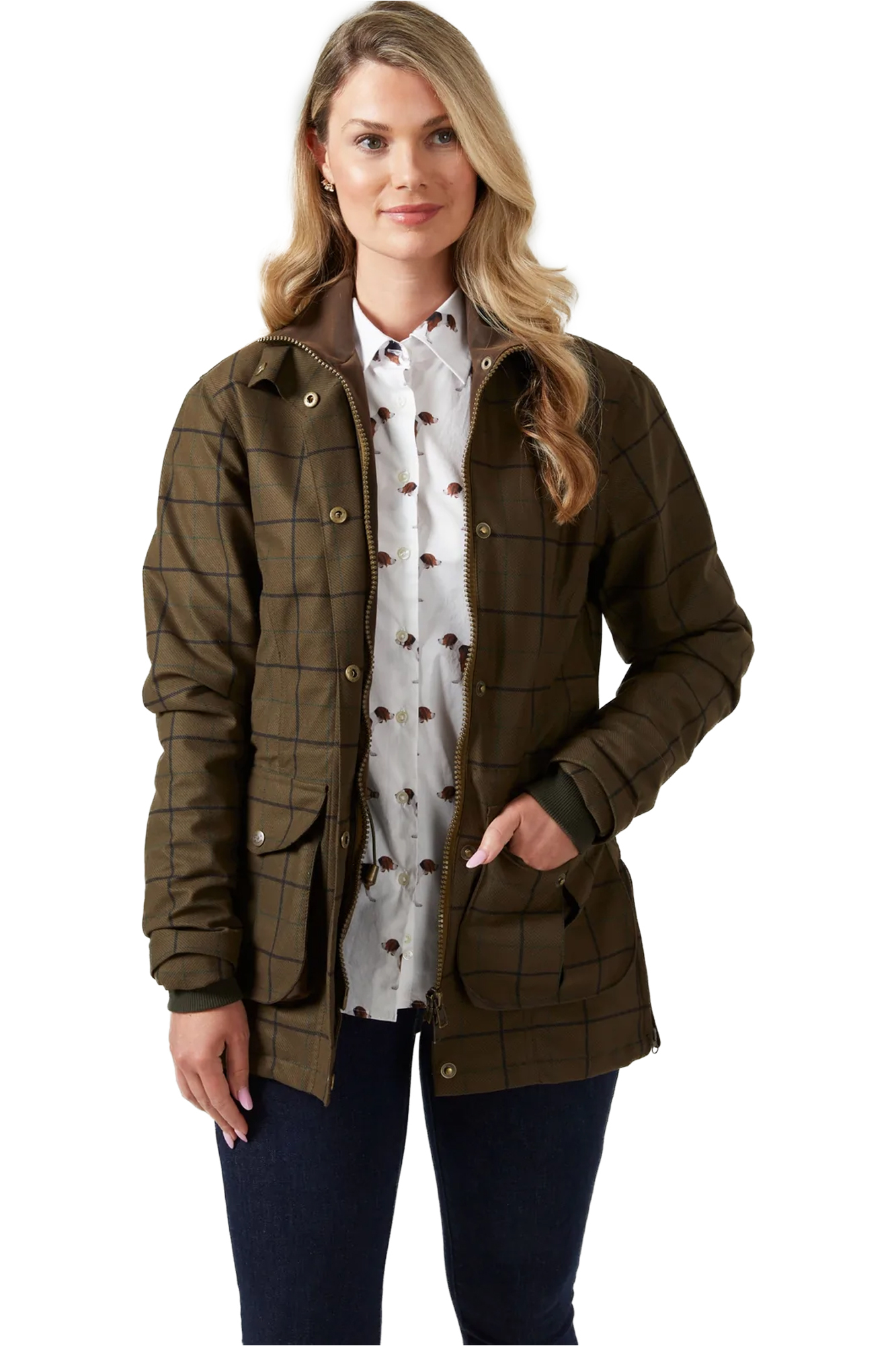 2022 Alan Paine Womens Axford Coat AXFLCOT Green Check Womens